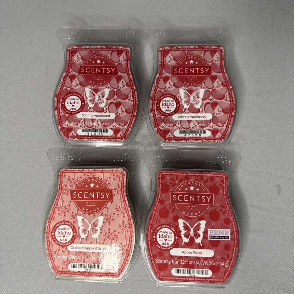 Scentsy Wax Bars Johnny Appleseed Orchard Apple Spice Apple Press ~ Pack Of 4